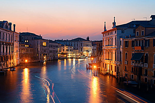 威尼斯,运河,风景,日落,古建筑,意大利