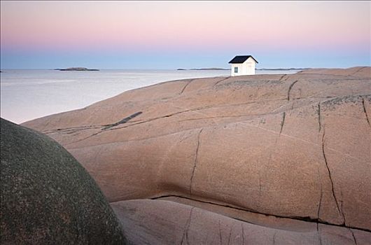 房子,悬崖,海洋,瑞典