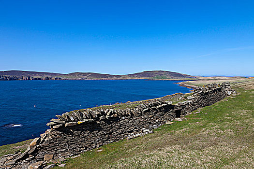 石墙,海岸线,苏格兰