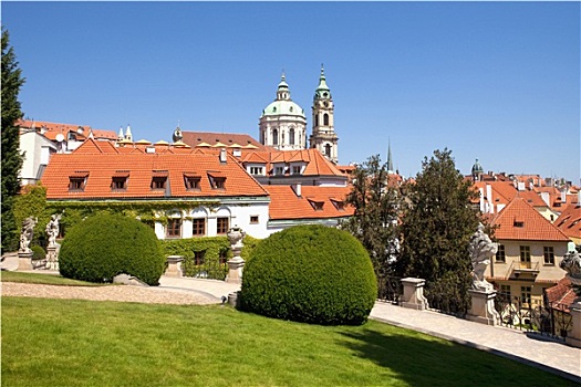 捷克共和国,布拉格,18世纪,花园,教堂