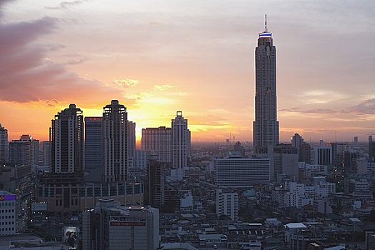 日落,上方,曼谷,泰国