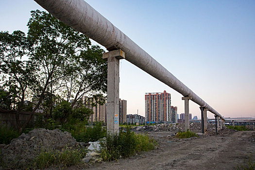 宁波,管道,热电厂,管线,输送,连接,户外,蓝天