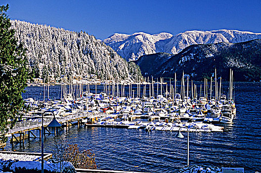 游艇俱乐部,雪中,北温哥华,不列颠哥伦比亚省,加拿大