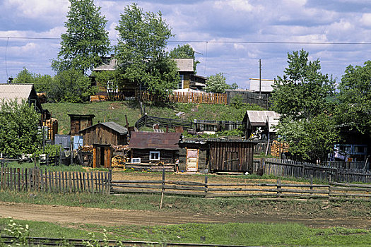 俄罗斯,西伯利亚,靠近,风景,木屋