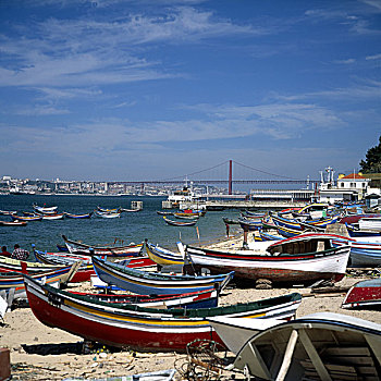 葡萄牙,里斯本,捕鱼者,船,河