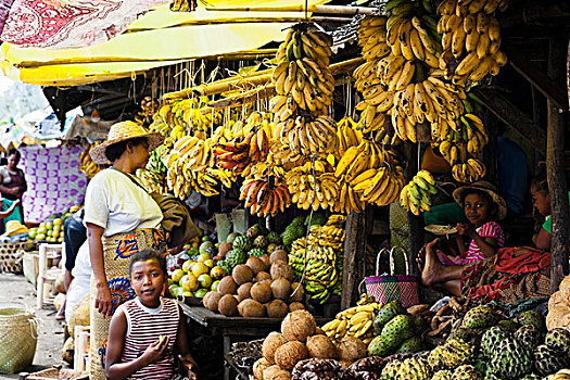 香蕉,水果,市场,马达加斯加,非洲