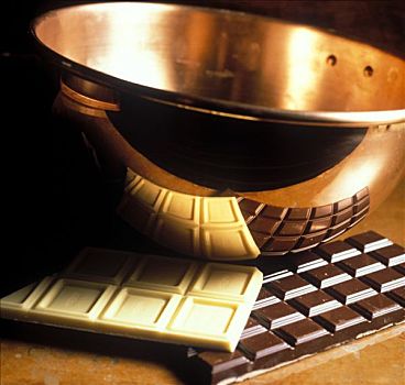 巧克力,反射,铜,碗