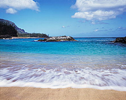 夏威夷,考艾岛,太平洋,海洋,海滩,大幅,尺寸