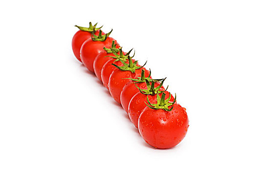 排,西红柿,隔绝,白色背景