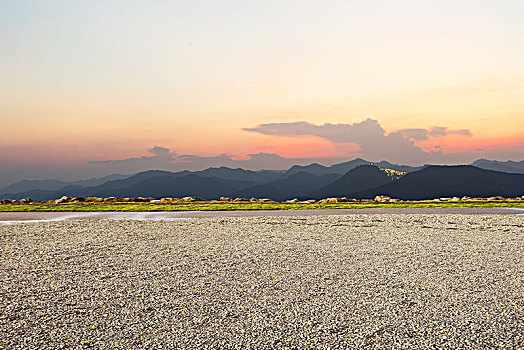 空,泥土,地面,绿色,山,黎明