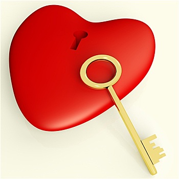 心形,钥匙,展示,爱情,浪漫,情人节