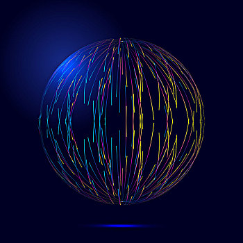 彩色线条构图三维球体