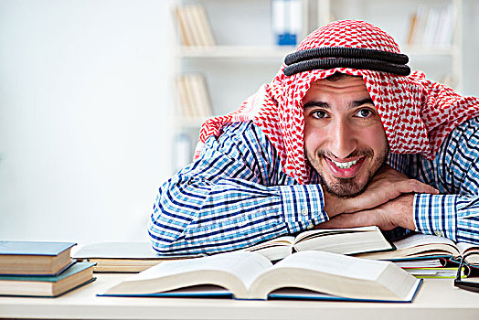 阿拉伯,学生,准备,大学,考试