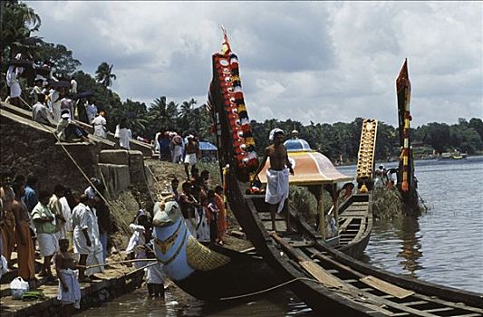 人群,参与,传统,蛇,船,比赛,赛船,喀拉拉,印度