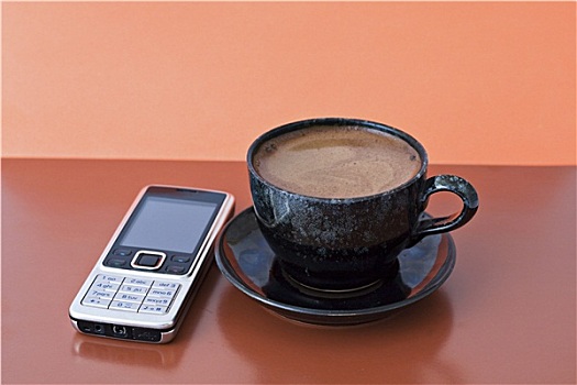 咖啡杯,手机
