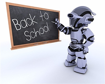 机器人,学校,黑板,返校