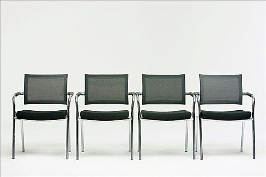排,椅子,白色,背景
