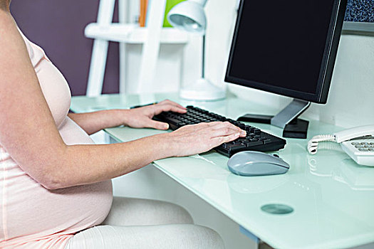 孕妇,电脑,在家