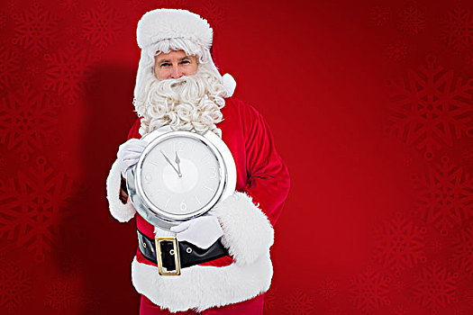 高兴,圣诞老人,拿着,钟表
