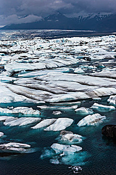 冰川冰,湖水,山,背景,杰古沙龙湖,冰岛
