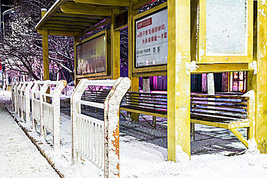 大雪下的公交车站