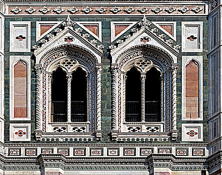 意大利佛罗伦萨老城中的乔托钟楼,局部