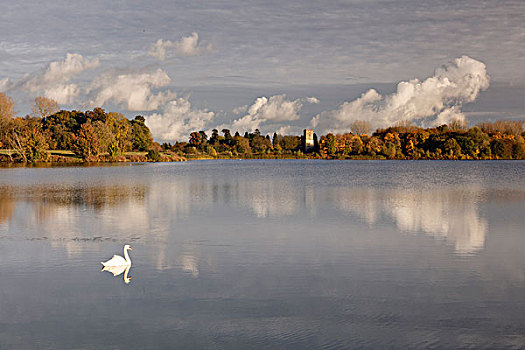 湖,水上公园,风景,塔,神圣,教堂