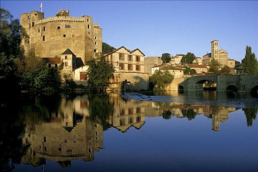 法国,卢瓦尔河,大西洋卢瓦尔省,房子,城堡,反射,13世纪,15世纪
