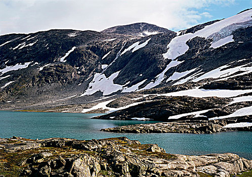 正面,山,挪威,斯堪的纳维亚,欧洲