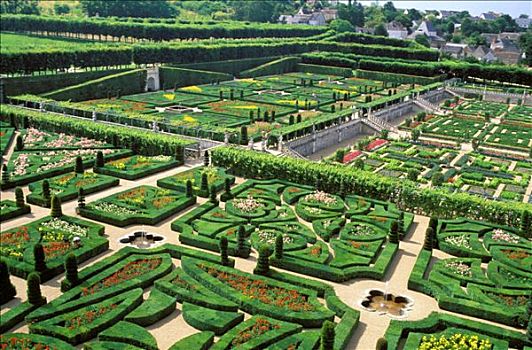 维朗德里城堡,法国,俯视图,花园,乡村,背景