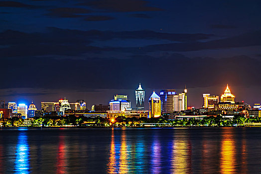 杭州西湖与城市风光夜景