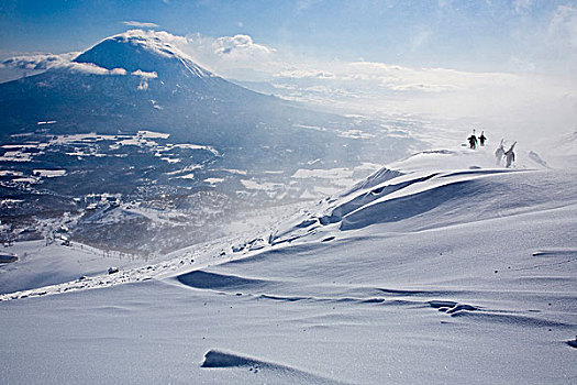 滑雪者,山脊,边远地区,日本