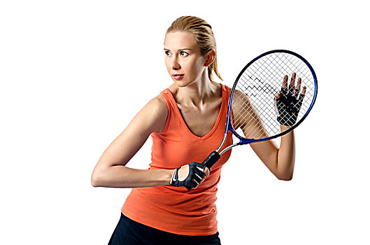女人,网球手,白色背景