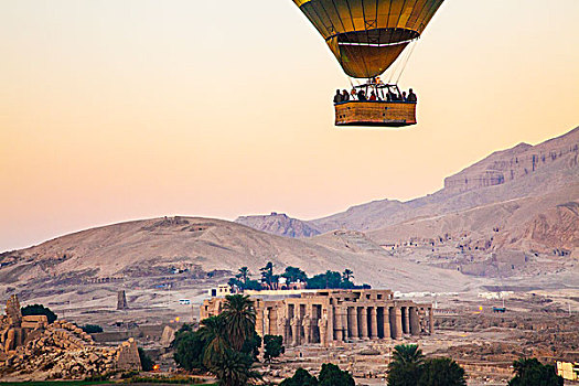 热气球,飞跃,拉美西斯二世神殿,西部,尼罗河,埃及