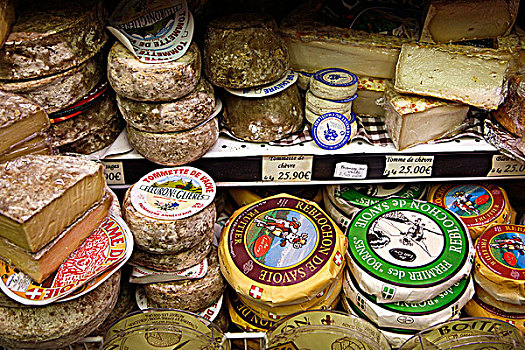 法国,隆河阿尔卑斯山省,上萨瓦,中世纪城市,食物,奶酪