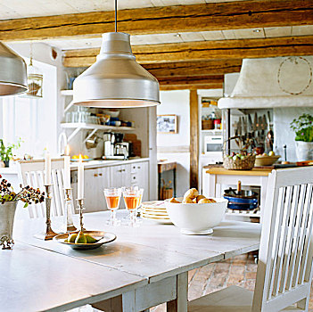 餐桌,乡村,厨房,天花板