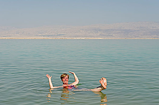 浴,游泳,游客,死海,以色列,中东