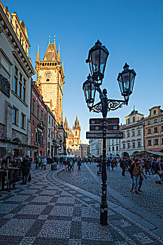 亮光,日落,钟楼,大教堂,圣维特大教堂,布拉格,捷克共和国,欧洲