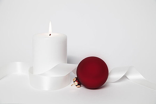 白色,蜡烛,圣诞球