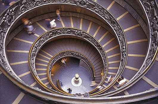 弯曲,螺旋楼梯,博物馆,梵蒂冈,梵蒂冈城,罗马,意大利,欧洲,世界遗产