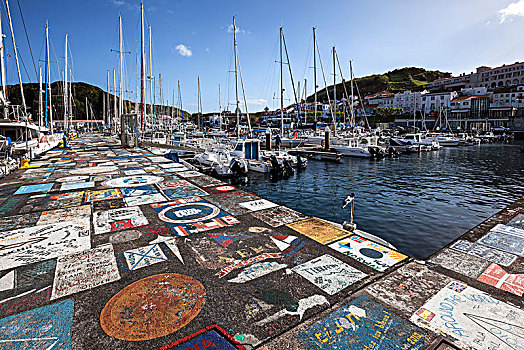 水手,涂绘,码头,墙壁,港口,岛屿,法亚尔,亚速尔群岛,葡萄牙,欧洲