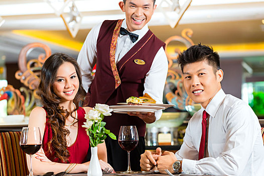中国人,服务员,餐饭,优雅,餐馆,酒店