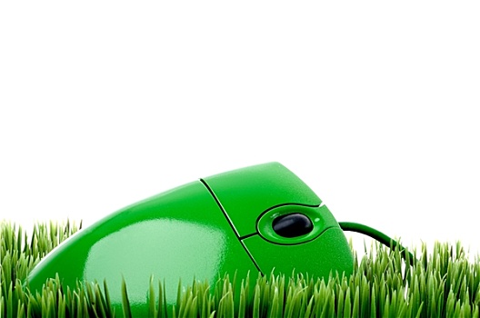 横图,特写,绿色,电脑鼠标,草地