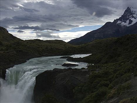 云,上方,瀑布,托雷德裴恩国家公园,巴塔哥尼亚,智利