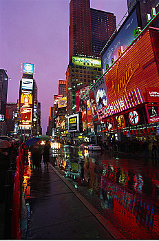 时代广场,日落,纽约,美国
