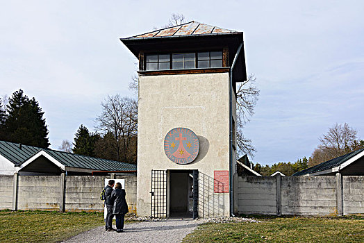 达豪,集中营,寺院,后面,瞭望塔,上巴伐利亚,巴伐利亚,德国