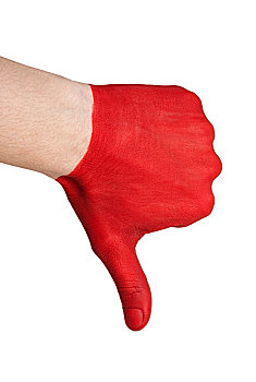 红色,手,倒竖拇指