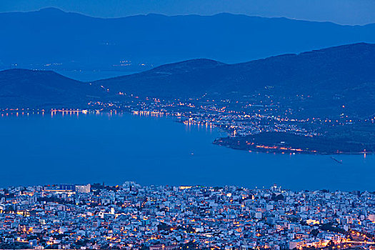 希腊,塞萨利,半岛,城市风光,黃昏