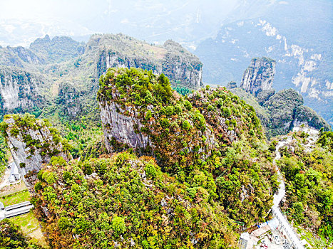 航拍湖北恩施大峡谷七星寨景区