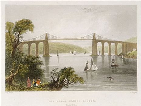 桥,班戈,北威尔士,艺术家,未知